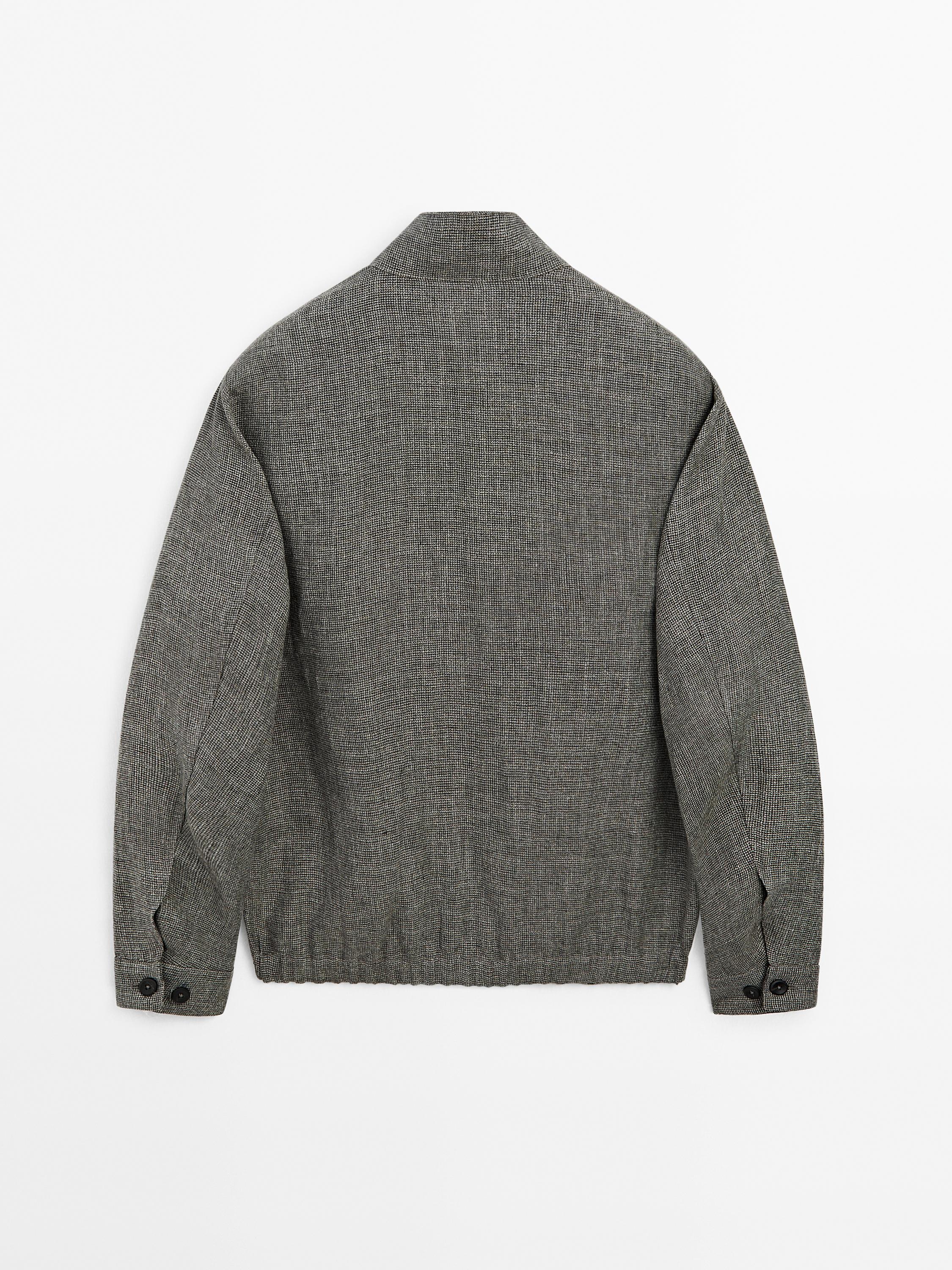 Faded textured linen blend jacket